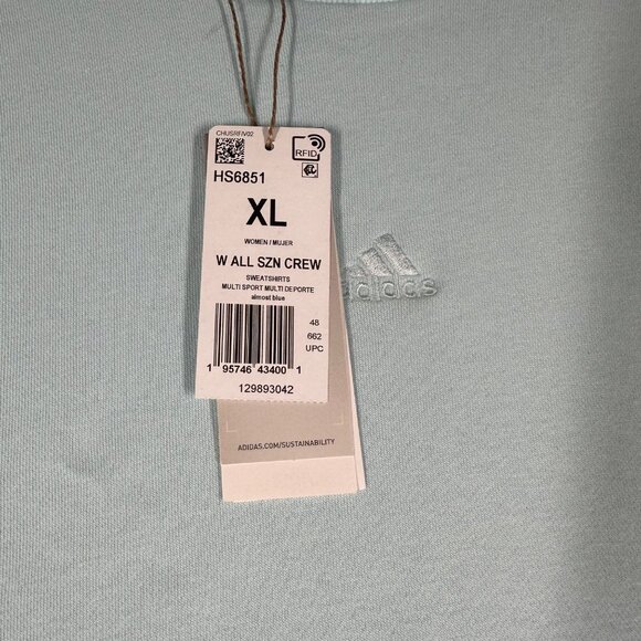 Adidas Womens X-Large XL Mint Green All Season Long Sleeve Crew Sweatshirt NWT - Picture 4 of 12